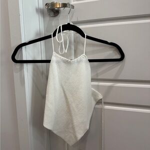 White Knit Halter Top